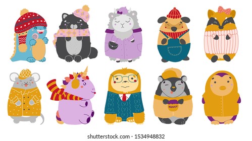 Vector kawaii cute animals character, great for scrapbook, cards, cute and sweet animals