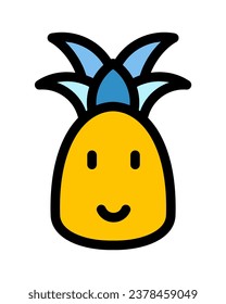 Vector kawaii cute pineapple vector flat fruit character illustration mascot design isolated on white 