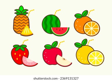 Vector kawaii fruit collection, the icon of fruit 
