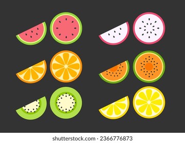 Vector kawaii fruits character collection
