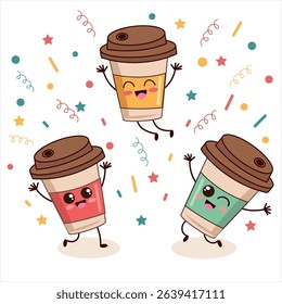 vector kawaii funny drinks characters