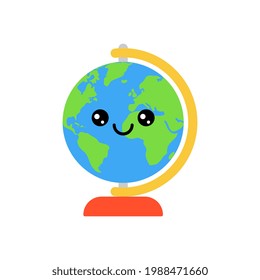 Vector Kawaii Globe Character Illustration
