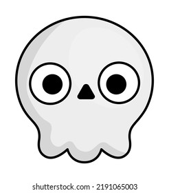 Vector kawaii human skull. Cute smiling Halloween character for kids. Funny autumn all saints day cartoon scary skeleton illustration. Samhain party icon for children

