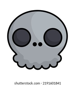 Vector kawaii human skull. Cute smiling Halloween character for kids. Funny autumn all saints day cartoon scary skeleton illustration. Samhain party icon for children
