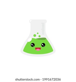 Vector Kawaii Laboratory Flask Character Illustration