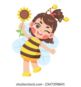 vector kawaii little bee girl cartoon illustration isolated