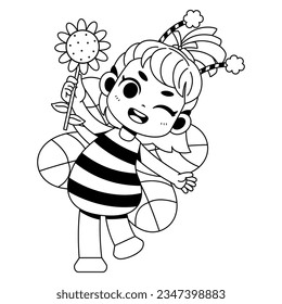 vector kawaii little bee girl cartoon illustration isolated