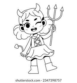 vector kawaii little devil girl cartoon illustration isolated
