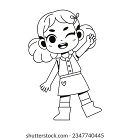 vector kawaii little girl character illustration isolated