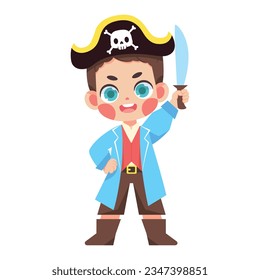 vector kawaii little pirate cartoon illustration isolated