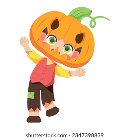 vector kawaii little pumkin boy cartoon illustration isolated