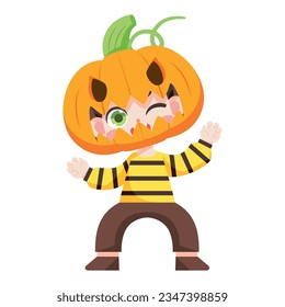 vector kawaii little pumkin boy cartoon illustration isolated