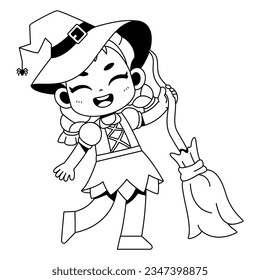vector kawaii little witch cartoon illustration isolated