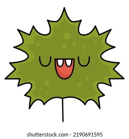 Vector kawaii maple tree leaf. Cute smiling Halloween or back to school character for kids. Funny autumn all saints day cartoon plant illustration. Samhain party icon for children
