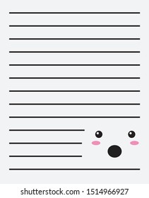 Vector kawaii note diary with surprised cute  expression in white background 