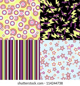 Vector kawaii patterns of Halloween related objects.