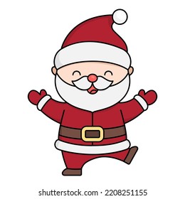 Vector kawaii Santa Claus. Cute happy Father Frost illustration isolated on white background. Christmas, winter or New Year joyful character. Funny cartoon holiday icon
