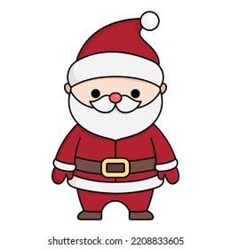 Vector kawaii Santa Claus. Ilustración de Cute Padre Frost aislada en fondo blanco. Navidad, invierno o carácter de Año Nuevo. Divertido icono de la caricatura