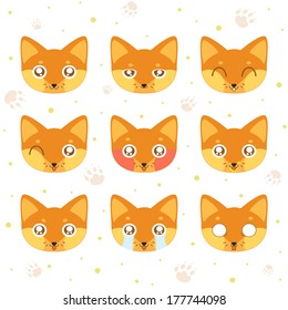 Vector kawaii smiley fox. Collection smiley.