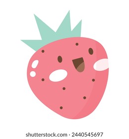 Vector kawaii strawberry cartoon vector illustration.