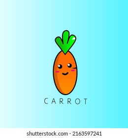 vector kawaii vegetable carrot suitable for small children and all circles on a blue gradient background