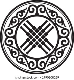 Vector Kazakh folk pattern shanyrak. the upper hole for a dvma on the roof of a Kazakh, Mongolian or Kalmyk yurt. House of nomads