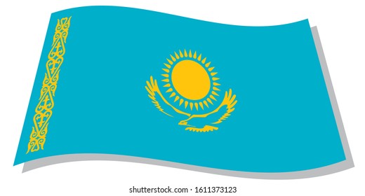 Vector of Kazakhstan flag and shadow on white background. EPS.file