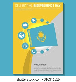 Vector Kazakhstan Independence Day Flyer template. Creative Brochure Title Page. National Day Leaflet design element. vector illustration