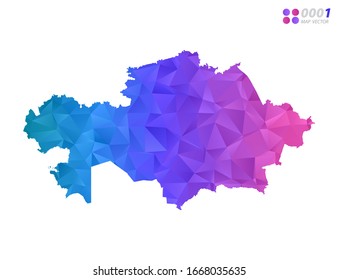 Vector Kazajistán mapea el colorido mosaico triángulo de polígono con fondo blanco. degradado de estilo.