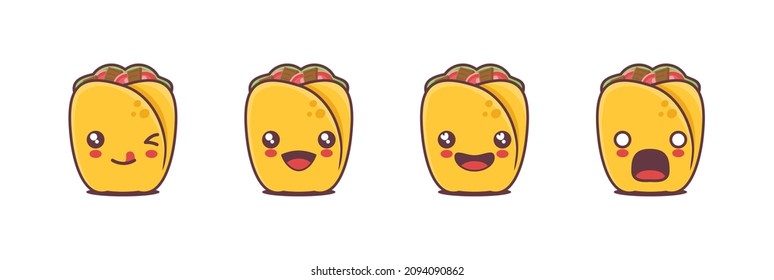 vector kebab cartoon mascot, with different facial expressions. suitable for icons, logos, prints, stickers, etc.