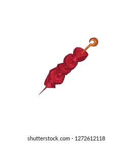 Vector Kebab sketch icon banner in hand drawn style. Can be used for fast food menu