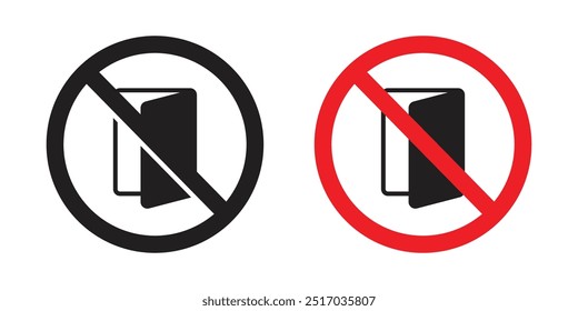 Vector Keep Door Closed Symbol Sign Set. Don't Open The Door Symbol Sign Set