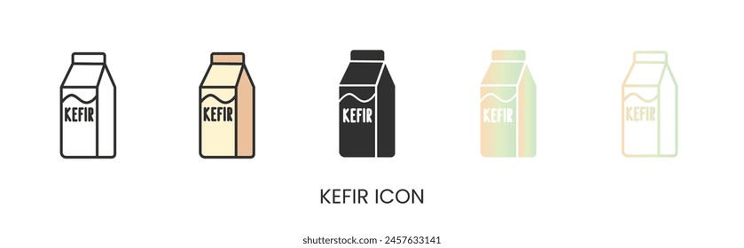Vector kefir, carton of kefir icon in solid, gradient and line styles. Trendy colors. Isolated on a white background. Editable stroke