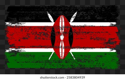 Vector Kenya flag in grunge style on transparent background