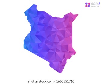 Vektorillustration Kenya Karte bunter Polygondreieck Mosaik mit weißem Hintergrund. Farbverlauf.