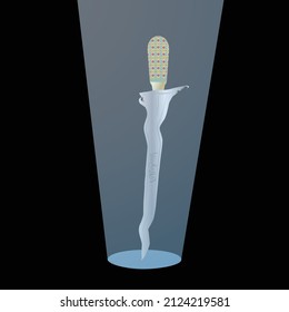 Eine Vektorgrafik von "Keris Taming Sari" im Gaming-Modus. Der Dagger inspirierte die Geschichte von Malacca Sultanate. Das arabische Wort, das auf dem Dagger geschrieben wurde, erwähnte "Malay nie von der Erde verschwunden".