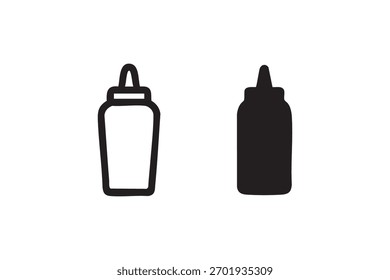 Vetor Ketchup e linha de mostarda e ícone sólido contorna estilo diferente. Símbolo, logotipo