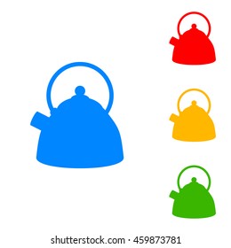 vector kettle icon. Colorful set of icon - blue, red, yellow, green.