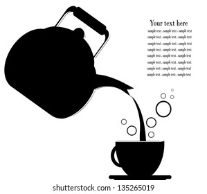 Vector kettle with sample text on white background