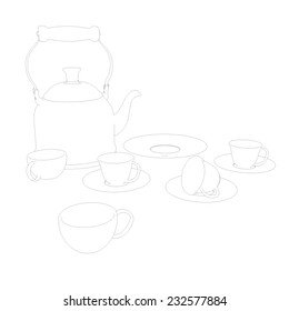 vector kettle tea coffee cup illustration