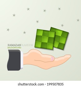 Vector ketupat element design. Muslim Ketupat background. Eps10