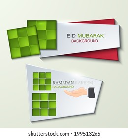 Vector ketupat element design. Muslim Ketupat background. Eps10
