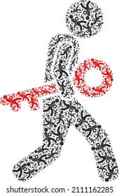 Vector key burglar icon composition. Key burglar mosaic is made of random self key burglar items. Recursion composition of key burglar icon.