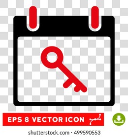 Vector Key Calendar Day EPS vector icon. Illustration style is flat iconic bicolor intensive red and black symbol on a transparent background.