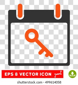Vector Key Calendar Day EPS vector pictograph. Illustration style is flat iconic bicolor orange and gray symbol on a transparent background.