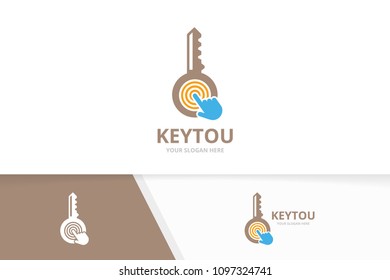 Vector key and click logo combination. Lock and cursor symbol or icon. Unique house and digital logotype design template.