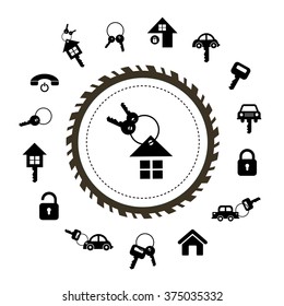 vector key for home and car symbol 