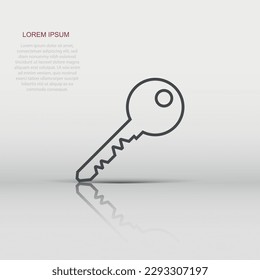 Vector key icon in flat style. Unlock sign illustration pictogram. Private secure key business concept.