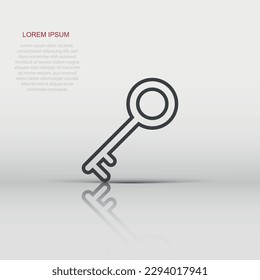 Vector key icon in flat style. Unlock sign illustration pictogram. Private secure key business concept.