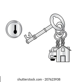 Vector of Key icon from the house ,car with key hole